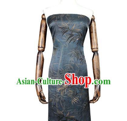 Chinese Traditional Navy Gambiered Guangdong Gauze Cheongsam Silk Drapery Classical Bamboo Pattern Brocade Fabric Chinese Traditional Navy Gambiered Guangdong Gauze Cheongsam Silk Drapery Classical Bamboo Pattern Brocade Fabric