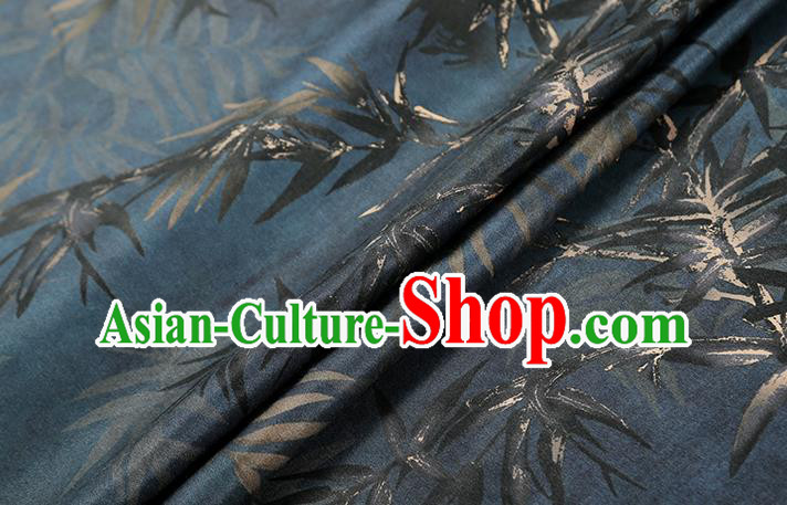 Chinese Traditional Navy Gambiered Guangdong Gauze Cheongsam Silk Drapery Classical Bamboo Pattern Brocade Fabric Chinese Traditional Navy Gambiered Guangdong Gauze Cheongsam Silk Drapery Classical Bamboo Pattern Brocade Fabric