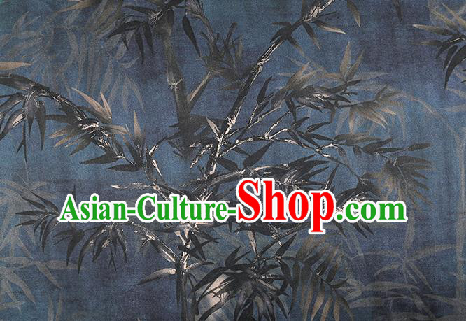 Chinese Traditional Navy Gambiered Guangdong Gauze Cheongsam Silk Drapery Classical Bamboo Pattern Brocade Fabric Chinese Traditional Navy Gambiered Guangdong Gauze Cheongsam Silk Drapery Classical Bamboo Pattern Brocade Fabric