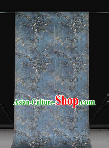 Chinese Traditional Navy Gambiered Guangdong Gauze Cheongsam Silk Drapery Classical Bamboo Pattern Brocade Fabric Chinese Traditional Navy Gambiered Guangdong Gauze Cheongsam Silk Drapery Classical Bamboo Pattern Brocade Fabric