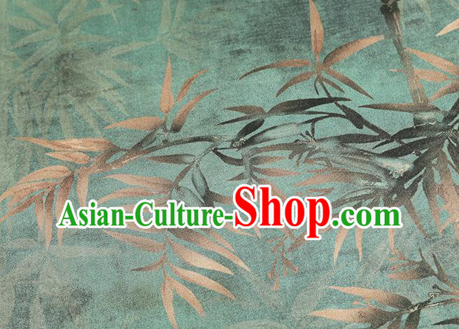 Chinese Cheongsam Silk Drapery Classical Bamboo Pattern Brocade Fabric Traditional Green Gambiered Guangdong Gauze Chinese Cheongsam Silk Drapery Classical Bamboo Pattern Brocade Fabric Traditional Green Gambiered Guangdong Gauze