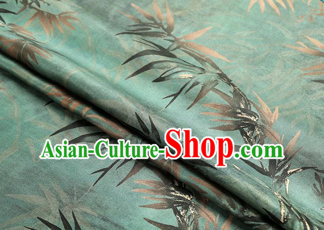 Chinese Cheongsam Silk Drapery Classical Bamboo Pattern Brocade Fabric Traditional Green Gambiered Guangdong Gauze Chinese Cheongsam Silk Drapery Classical Bamboo Pattern Brocade Fabric Traditional Green Gambiered Guangdong Gauze