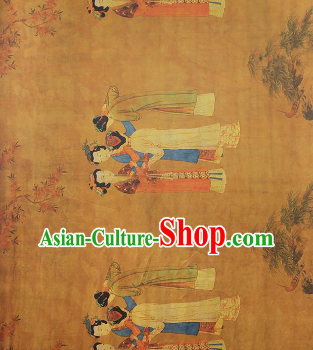 China Traditional Printing Beauty Silk Fabric Cheongsam Drapery Classical Ginger Gambiered Guangdong Gauze China Traditional Printing Beauty Silk Fabric Cheongsam Drapery Classical Ginger Gambiered Guangdong Gauze