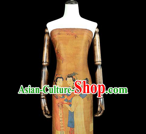 China Traditional Printing Beauty Silk Fabric Cheongsam Drapery Classical Ginger Gambiered Guangdong Gauze China Traditional Printing Beauty Silk Fabric Cheongsam Drapery Classical Ginger Gambiered Guangdong Gauze