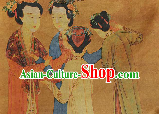 China Traditional Printing Beauty Silk Fabric Cheongsam Drapery Classical Ginger Gambiered Guangdong Gauze China Traditional Printing Beauty Silk Fabric Cheongsam Drapery Classical Ginger Gambiered Guangdong Gauze