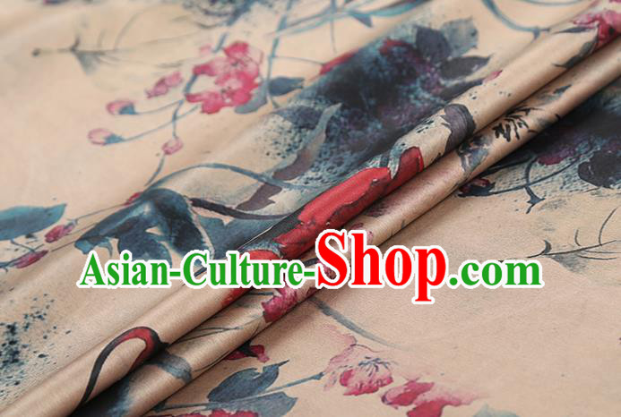 Chinese Classical Flowers Pattern Beige Brocade Cheongsam Gambiered Guangdong Gauze Fabric Traditional Silk Drapery Chinese Classical Flowers Pattern Beige Brocade Cheongsam Gambiered Guangdong Gauze Fabric Traditional Silk Drapery