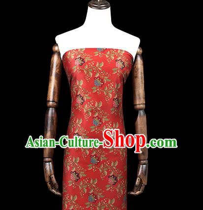 Chinese Cheongsam Gambiered Guangdong Gauze Fabric Traditional Silk Drapery Classical Hibiscus Pattern Red Brocade Chinese Cheongsam Gambiered Guangdong Gauze Fabric Traditional Silk Drapery Classical Hibiscus Pattern Red Brocade