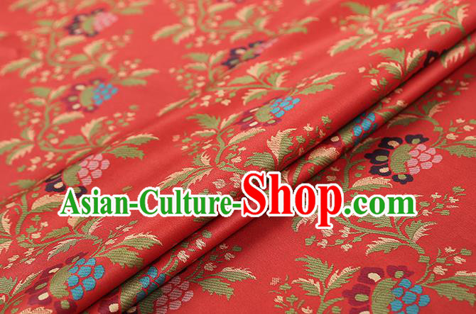 Chinese Cheongsam Gambiered Guangdong Gauze Fabric Traditional Silk Drapery Classical Hibiscus Pattern Red Brocade Chinese Cheongsam Gambiered Guangdong Gauze Fabric Traditional Silk Drapery Classical Hibiscus Pattern Red Brocade