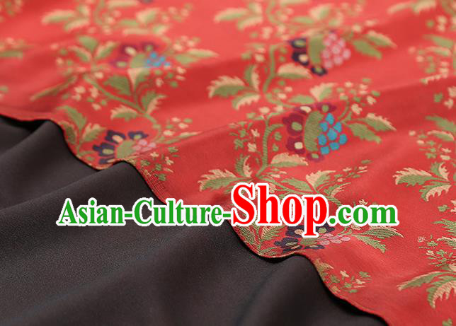 Chinese Cheongsam Gambiered Guangdong Gauze Fabric Traditional Silk Drapery Classical Hibiscus Pattern Red Brocade Chinese Cheongsam Gambiered Guangdong Gauze Fabric Traditional Silk Drapery Classical Hibiscus Pattern Red Brocade