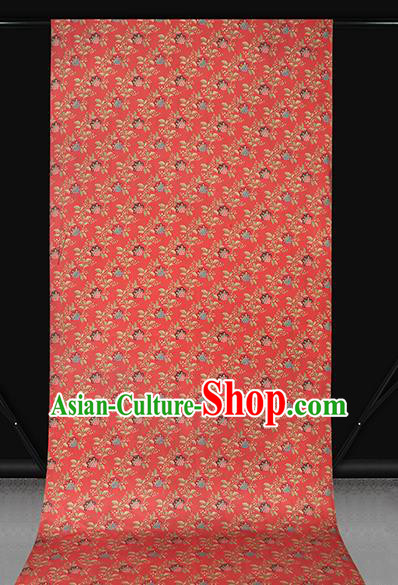 Chinese Cheongsam Gambiered Guangdong Gauze Fabric Traditional Silk Drapery Classical Hibiscus Pattern Red Brocade Chinese Cheongsam Gambiered Guangdong Gauze Fabric Traditional Silk Drapery Classical Hibiscus Pattern Red Brocade