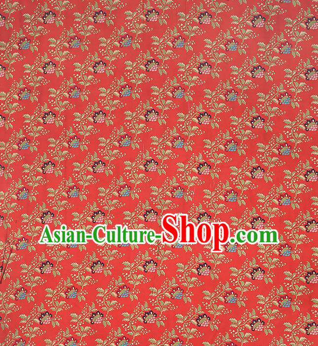 Chinese Cheongsam Gambiered Guangdong Gauze Fabric Traditional Silk Drapery Classical Hibiscus Pattern Red Brocade Chinese Cheongsam Gambiered Guangdong Gauze Fabric Traditional Silk Drapery Classical Hibiscus Pattern Red Brocade
