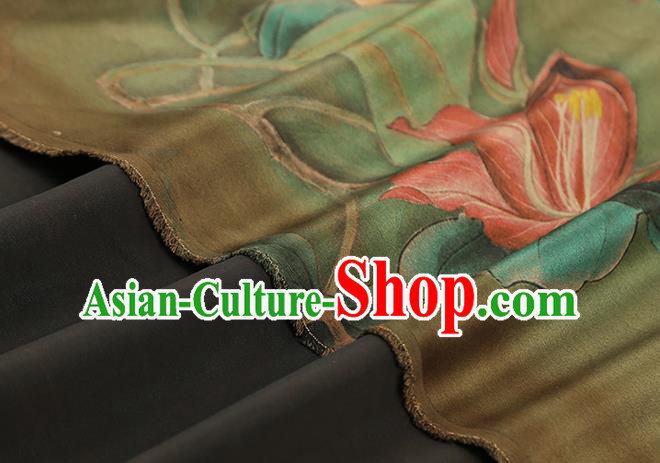 Chinese Traditional Green Silk Drapery Cheongsam Gambiered Guangdong Gauze Fabric Classical Flowers Pattern Brocade Chinese Traditional Green Silk Drapery Cheongsam Gambiered Guangdong Gauze Fabric Classical Flowers Pattern Brocade