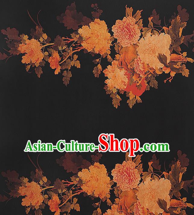 Chinese Classical Peony Pattern Brocade Black Gambiered Guangdong Gauze Fabric Traditional Cheongsam Silk Drapery Chinese Classical Peony Pattern Brocade Black Gambiered Guangdong Gauze Fabric Traditional Cheongsam Silk Drapery