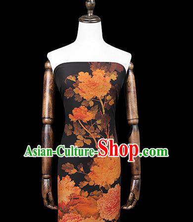 Chinese Classical Peony Pattern Brocade Black Gambiered Guangdong Gauze Fabric Traditional Cheongsam Silk Drapery Chinese Classical Peony Pattern Brocade Black Gambiered Guangdong Gauze Fabric Traditional Cheongsam Silk Drapery