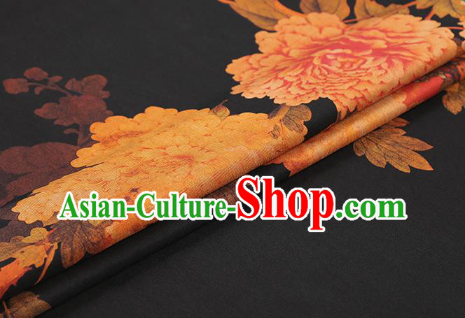 Chinese Classical Peony Pattern Brocade Black Gambiered Guangdong Gauze Fabric Traditional Cheongsam Silk Drapery Chinese Classical Peony Pattern Brocade Black Gambiered Guangdong Gauze Fabric Traditional Cheongsam Silk Drapery