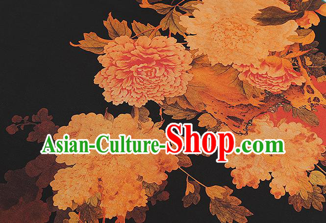 Chinese Classical Peony Pattern Brocade Black Gambiered Guangdong Gauze Fabric Traditional Cheongsam Silk Drapery Chinese Classical Peony Pattern Brocade Black Gambiered Guangdong Gauze Fabric Traditional Cheongsam Silk Drapery