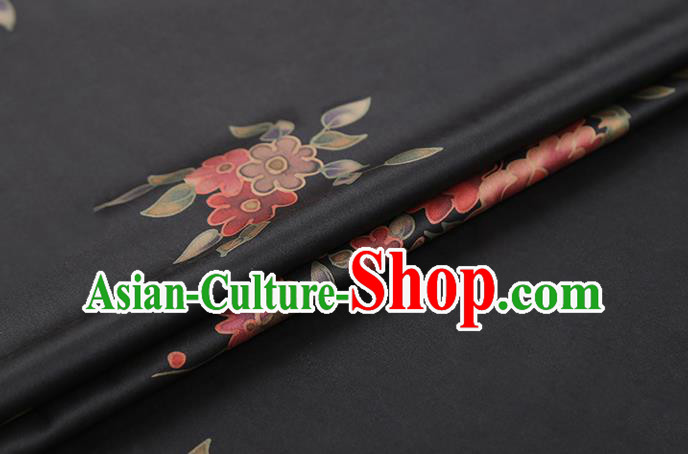 Chinese Classical Peony Pattern Gambiered Guangdong Gauze Brocade Fabric Traditional Cheongsam Black Silk Drapery Chinese Classical Peony Pattern Gambiered Guangdong Gauze Brocade Fabric Traditional Cheongsam Black Silk Drapery