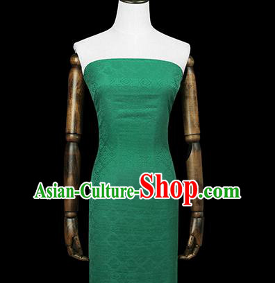 Chinese Jacquard Green Brocade Fabric Traditional Cheongsam Gambiered Guangdong Gauze Classical Silk Drapery Chinese Jacquard Green Brocade Fabric Traditional Cheongsam Gambiered Guangdong Gauze Classical Silk Drapery