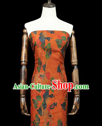 Chinese Classical Cranes Pattern Silk Drapery Traditional Cheongsam Gambiered Guangdong Gauze Orange Brocade Fabric Chinese Classical Cranes Pattern Silk Drapery Traditional Cheongsam Gambiered Guangdong Gauze Orange Brocade Fabric