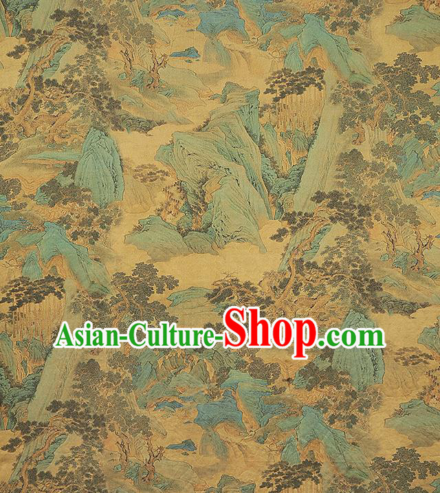 Chinese Traditional Ginger Brocade Drapery Cheongsam Gambiered Guangdong Gauze Classical Pine Pattern Silk Fabric Chinese Traditional Ginger Brocade Drapery Cheongsam Gambiered Guangdong Gauze Classical Pine Pattern Silk Fabric