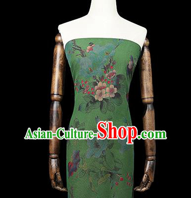 Chinese Traditional Brocade Fabric Cheongsam Green Gambiered Guangdong Gauze Classical Begonia Pattern Silk Drapery Chinese Traditional Brocade Fabric Cheongsam Green Gambiered Guangdong Gauze Classical Begonia Pattern Silk Drapery