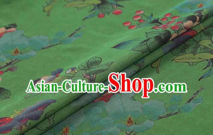 Chinese Traditional Brocade Fabric Cheongsam Green Gambiered Guangdong Gauze Classical Begonia Pattern Silk Drapery Chinese Traditional Brocade Fabric Cheongsam Green Gambiered Guangdong Gauze Classical Begonia Pattern Silk Drapery