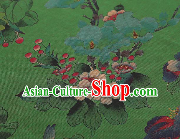 Chinese Traditional Brocade Fabric Cheongsam Green Gambiered Guangdong Gauze Classical Begonia Pattern Silk Drapery Chinese Traditional Brocade Fabric Cheongsam Green Gambiered Guangdong Gauze Classical Begonia Pattern Silk Drapery