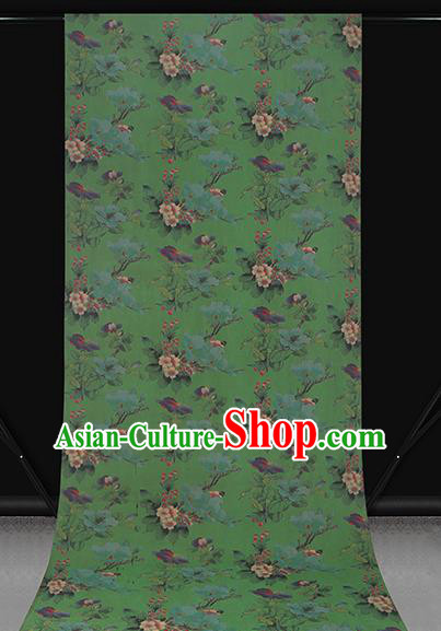 Chinese Traditional Brocade Fabric Cheongsam Green Gambiered Guangdong Gauze Classical Begonia Pattern Silk Drapery Chinese Traditional Brocade Fabric Cheongsam Green Gambiered Guangdong Gauze Classical Begonia Pattern Silk Drapery