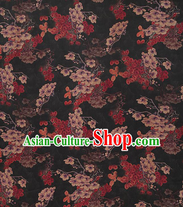 Chinese Cheongsam Black Gambiered Guangdong Gauze Classical Pattern Silk Drapery Traditional Brocade Fabric Chinese Cheongsam Black Gambiered Guangdong Gauze Classical Pattern Silk Drapery Traditional Brocade Fabric