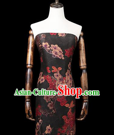 Chinese Cheongsam Black Gambiered Guangdong Gauze Classical Pattern Silk Drapery Traditional Brocade Fabric Chinese Cheongsam Black Gambiered Guangdong Gauze Classical Pattern Silk Drapery Traditional Brocade Fabric