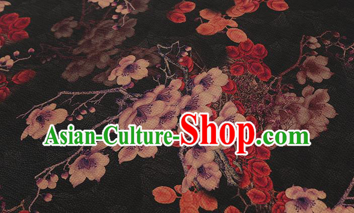 Chinese Cheongsam Black Gambiered Guangdong Gauze Classical Pattern Silk Drapery Traditional Brocade Fabric Chinese Cheongsam Black Gambiered Guangdong Gauze Classical Pattern Silk Drapery Traditional Brocade Fabric