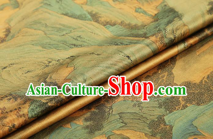 Chinese Traditional Ginger Brocade Drapery Cheongsam Gambiered Guangdong Gauze Classical Pine Pattern Silk Fabric Chinese Traditional Ginger Brocade Drapery Cheongsam Gambiered Guangdong Gauze Classical Pine Pattern Silk Fabric