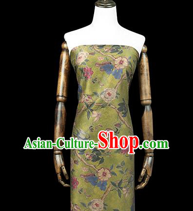 Chinese Classical Hibiscus Pattern Silk Drapery Traditional Cheongsam Satin White Brocade Fabric Chinese Classical Hibiscus Pattern Silk Drapery Traditional Cheongsam Satin White Brocade Fabric