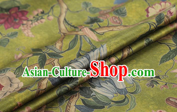 Chinese Classical Hibiscus Pattern Silk Drapery Traditional Cheongsam Satin White Brocade Fabric Chinese Classical Hibiscus Pattern Silk Drapery Traditional Cheongsam Satin White Brocade Fabric