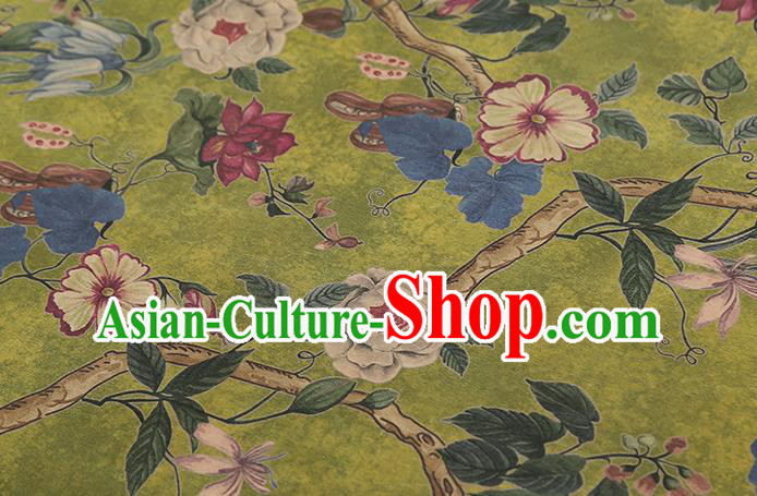 Chinese Classical Hibiscus Pattern Silk Drapery Traditional Cheongsam Satin White Brocade Fabric Chinese Classical Hibiscus Pattern Silk Drapery Traditional Cheongsam Satin White Brocade Fabric