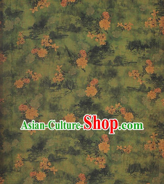 Chinese Traditional Cheongsam Green Satin Classical Peony Pattern Silk Drapery Brocade Fabric Chinese Traditional Cheongsam Green Satin Classical Peony Pattern Silk Drapery Brocade Fabric