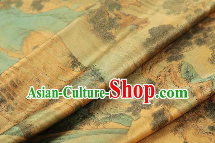 Chinese Traditional Ginger Brocade Drapery Cheongsam Gambiered Guangdong Gauze Classical Pine Pattern Silk Fabric Chinese Traditional Ginger Brocade Drapery Cheongsam Gambiered Guangdong Gauze Classical Pine Pattern Silk Fabric