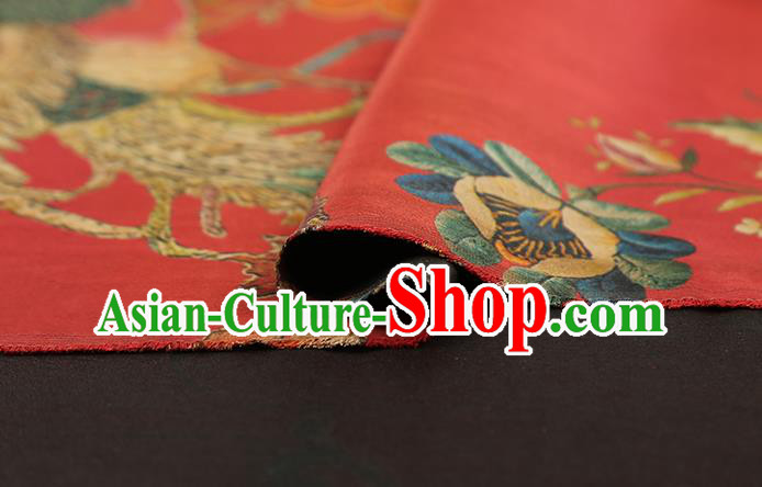 Chinese Traditional Wedding Brocade Fabric Red Satin Classical Phoenix Peony Pattern Silk Drapery Chinese Traditional Wedding Brocade Fabric Red Satin Classical Phoenix Peony Pattern Silk Drapery