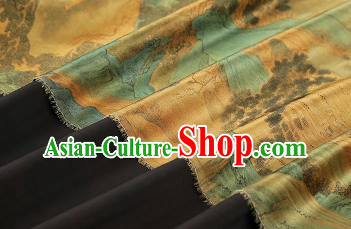 Chinese Traditional Ginger Brocade Drapery Cheongsam Gambiered Guangdong Gauze Classical Pine Pattern Silk Fabric Chinese Traditional Ginger Brocade Drapery Cheongsam Gambiered Guangdong Gauze Classical Pine Pattern Silk Fabric
