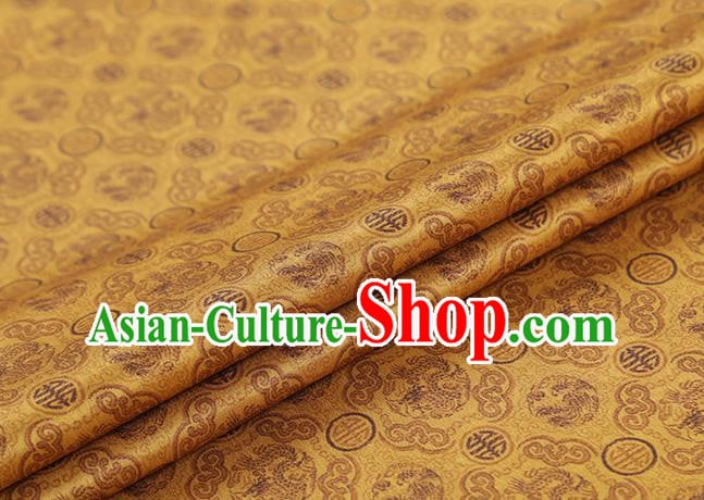 Chinese Cheongsam Gambiered Guangdong Gauze Classical Pattern Silk Fabric Traditional Golden Brocade Drapery Chinese Cheongsam Gambiered Guangdong Gauze Classical Pattern Silk Fabric Traditional Golden Brocade Drapery