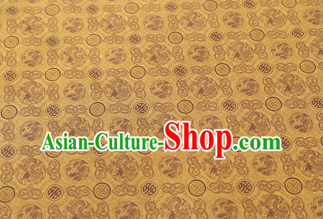 Chinese Cheongsam Gambiered Guangdong Gauze Classical Pattern Silk Fabric Traditional Golden Brocade Drapery Chinese Cheongsam Gambiered Guangdong Gauze Classical Pattern Silk Fabric Traditional Golden Brocade Drapery