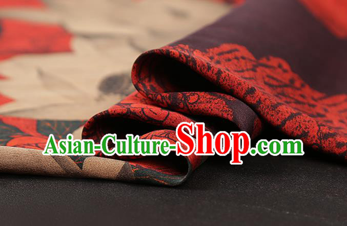 Chinese Traditional Brocade Drapery Classical Lotus Pattern Silk Fabric Cheongsam Red Gambiered Guangdong Gauze Chinese Traditional Brocade Drapery Classical Lotus Pattern Silk Fabric Cheongsam Red Gambiered Guangdong Gauze