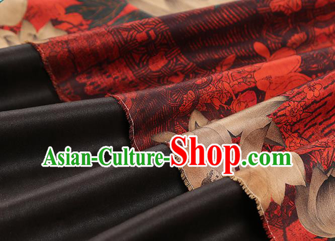 Chinese Traditional Brocade Drapery Classical Lotus Pattern Silk Fabric Cheongsam Red Gambiered Guangdong Gauze Chinese Traditional Brocade Drapery Classical Lotus Pattern Silk Fabric Cheongsam Red Gambiered Guangdong Gauze