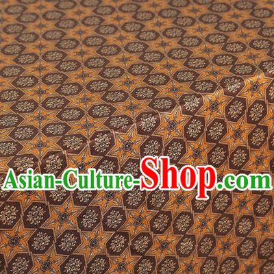 Chinese Cheongsam Orange Silk Fabric Classical Geometry Pattern Gambiered Guangdong Gauze Drapery Traditional Brocade Cloth