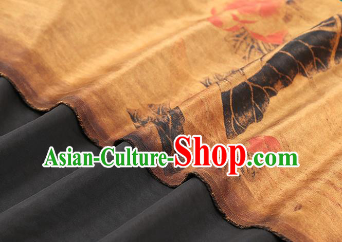 Chinese Cheongsam Ginger Gambiered Guangdong Gauze Traditional Brocade Drapery Classical Lotus Pattern Silk Fabric Chinese Cheongsam Ginger Gambiered Guangdong Gauze Traditional Brocade Drapery Classical Lotus Pattern Silk Fabric