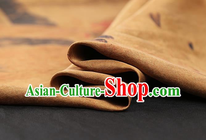 Chinese Cheongsam Ginger Gambiered Guangdong Gauze Traditional Brocade Drapery Classical Lotus Pattern Silk Fabric Chinese Cheongsam Ginger Gambiered Guangdong Gauze Traditional Brocade Drapery Classical Lotus Pattern Silk Fabric