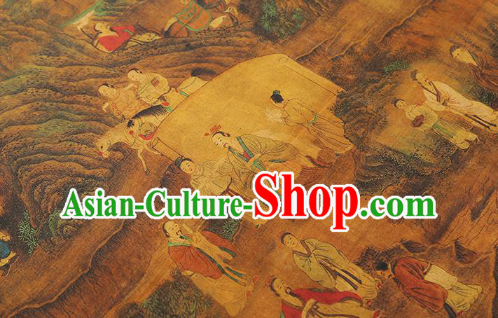 Chinese Traditional Brocade Drapery Classical Tributary Pattern Silk Fabric Cheongsam Brown Gambiered Guangdong Gauze Chinese Traditional Brocade Drapery Classical Tributary Pattern Silk Fabric Cheongsam Brown Gambiered Guangdong Gauze