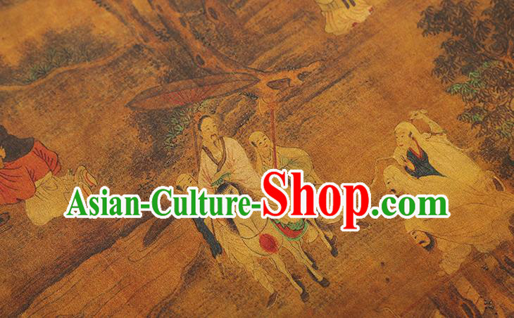 Chinese Traditional Brocade Drapery Classical Tributary Pattern Silk Fabric Cheongsam Brown Gambiered Guangdong Gauze Chinese Traditional Brocade Drapery Classical Tributary Pattern Silk Fabric Cheongsam Brown Gambiered Guangdong Gauze