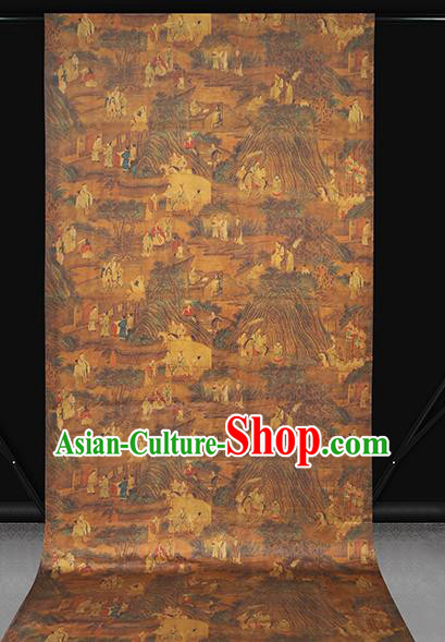 Chinese Traditional Brocade Drapery Classical Tributary Pattern Silk Fabric Cheongsam Brown Gambiered Guangdong Gauze Chinese Traditional Brocade Drapery Classical Tributary Pattern Silk Fabric Cheongsam Brown Gambiered Guangdong Gauze