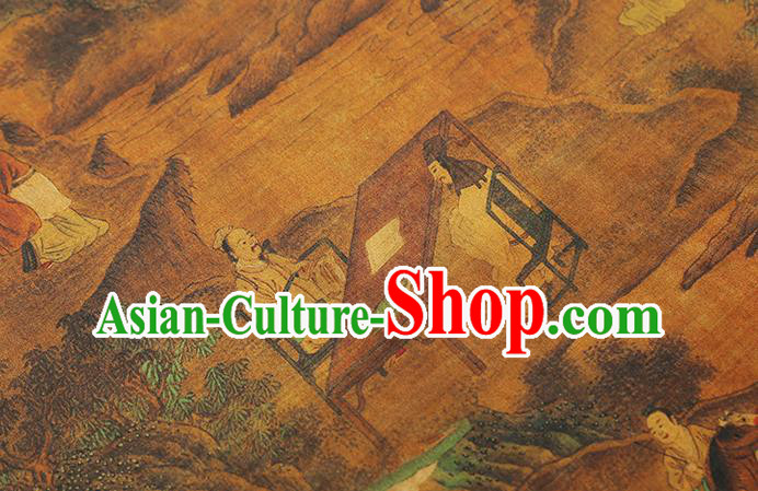 Chinese Traditional Brocade Drapery Classical Tributary Pattern Silk Fabric Cheongsam Brown Gambiered Guangdong Gauze Chinese Traditional Brocade Drapery Classical Tributary Pattern Silk Fabric Cheongsam Brown Gambiered Guangdong Gauze